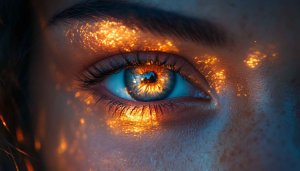 Gold Glitter Sparkle Human Eye Close-up Mobile Background Wallpaper