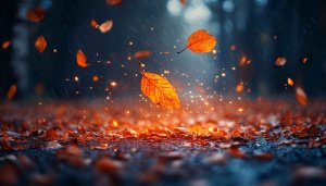 Autumn Rain Leaves 4K Desktop Background, Mobile Wallpaper HD
