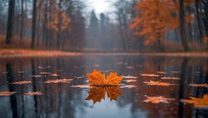 Autumn Leaves Lake Reflection 4K Desktop Mobile Wallpaper Free