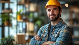 Construction Worker Portrait Desktop Background | Free Building Industry Wallpaper