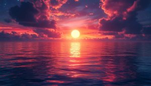 Fiery Sunset Ocean View 4K Desktop Background Free Wallpaper