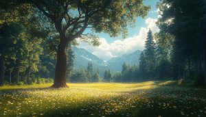 Scenic Meadow Landscape 4K Desktop Background Spring Mountain Wallpaper