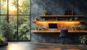 Modern Home Office 4K Desktop Background Wallpaper Free