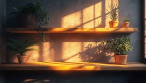 Plants on Shelf Mobile Wallpaper, Cozy Indoor Home Decor 4K