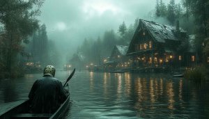 Friday the 13th Lake Camp Rainy 4K Desktop Wallpaper