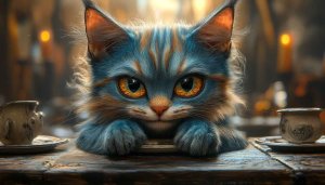 Blue Cat Golden Eyes Mobile Background Cute 4K Desktop Wallpaper