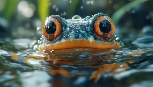 Macro Frog Eyes in Water 4K Desktop Mobile Wallpaper