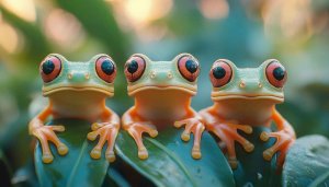 Three Cute Red Eyed Tree Frogs Wallpaper For Desktop Background