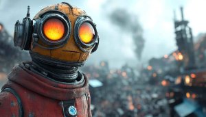 Robot Character Futuristic Background Art 4K Desktop Mobile Wallpaper