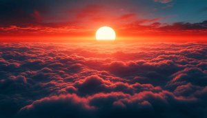 Fiery Red Sunset Above Clouds 4K Desktop Mobile Wallpaper