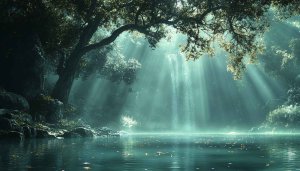 Tranquil Waterfall Lake 4K Desktop Wallpaper, Forest Nature Scenery