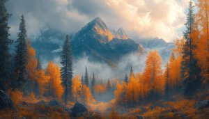 Autumn Mountain Forest Scenery 4K Desktop Background Wallpaper
