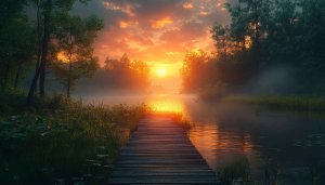Lake Sunset Wooden Pier 4K Desktop Wallpaper Free Backgrounds