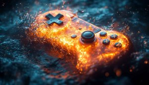 Fiery Gaming Controller 4K Wallpaper for PC and Mobile Background