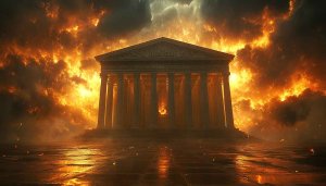 Burning Temple Firestorm 4K Desktop Wallpaper, Free Epic Background