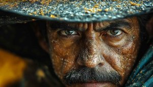 Weathered man portrait wallpaper 4k, close-up face background image