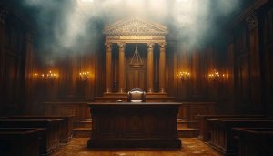 Dramatic Courtroom Scene Mobile Wallpaper Legal Drama 4K Desktop Background