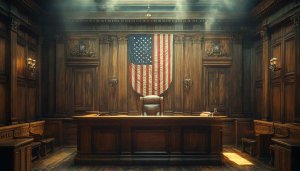 Courtroom Interior American Flag Legal Desktop Wallpaper Free