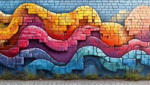 Colorful Brick Wall Art Painting Mobile Background Wallpaper Free