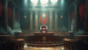 Dramatic Courtroom Scene Mobile Wallpaper in 4K High-Resolution