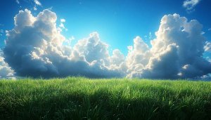 Green Field Blue Sky Wallpaper, Summer Nature Desktop Background 4K