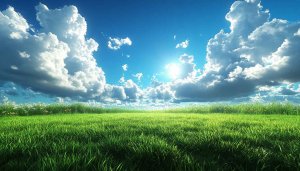 Green Field Blue Sky Desktop Wallpaper 4K Landscape Background