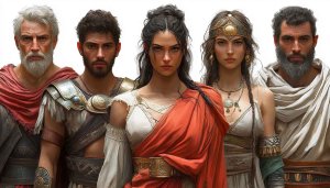 Ancient Greek Warrior Family Portrait 4K Desktop Background Wallpaper