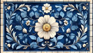 Floral Tile Background, Navy Blue and White Flower Mobile Wallpaper
