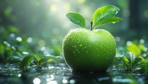 Fresh Green Apple Wallpaper, 4K Desktop Background, Mobile Screen Saver