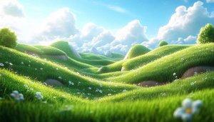Green Hills Field with Flowers Mobile Wallpaper 4K Desktop Background
