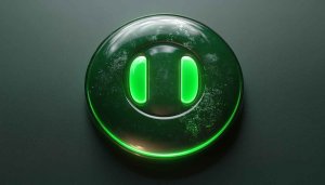 Green Glowing Button 4K Desktop Wallpaper | Abstract Mobile Background