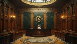 Courtroom Interior Design Desktop Background, Supreme Court Mobile Wallpaper 4K