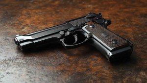 Beretta 92FS Pistol Close-up for Gun Enthusiasts Mobile Background