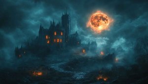 Spooky Castle Full Moon Mobile Wallpaper Halloween Night Background