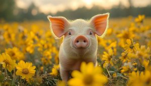 Cute Piglet in Flower Field: Free Mobile Wallpaper Background