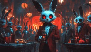 Creepy Rabbit Formal Party 4K Wallpaper for Desktop Background