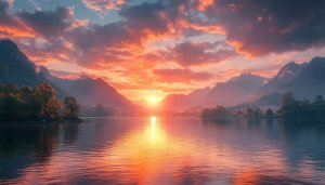 Mountain Lake Sunset 4K Desktop Background, Free Mobile Wallpaper