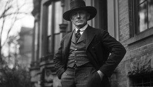 Historical Man Portrait Black and White Mobile Wallpaper Background