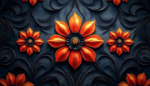 Orange Floral Pattern 4K Desktop Wallpaper for Phone Background