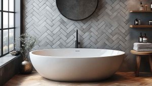 Modern Bathroom with Bathtub Design Desktop Wallpaper for Free