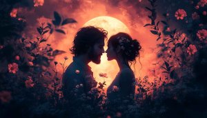 Romantic Couple Silhouette Wallpaper Full Moon Night Mobile Background