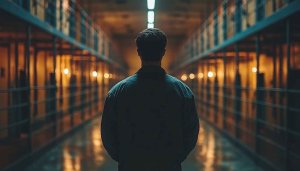 Prison Hallway Wallpaper, Lonely Man Mobile Background, Dark Theme, UHD