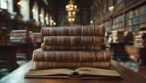 Vintage Books Aesthetic 4K Desktop Wallpaper for Study Room