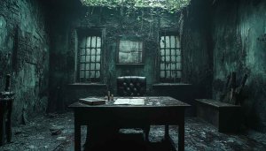 Creepy Abandoned Office Room 4K Desktop Background Wallpaper