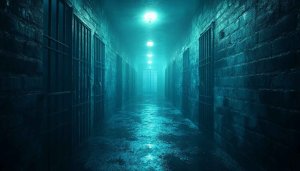 Creepy Prison Corridor Wallpaper - Dark Cell Block Mobile Background