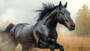 Powerful Black Horse Galloping 4K Desktop Wallpaper, Mobile Background