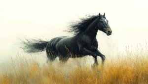 Free Black Horse Running Wallpaper For Desktop and Mobile Background
