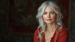 Silver Haired Woman Portrait Wallpaper for Mobile Background