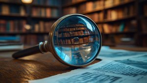 Magnifying Glass Wallpaper Library Books 4K Desktop Background