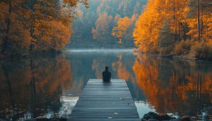 Autumn Lake Serenity Wallpaper: Relaxing Desktop Background, Fall Season Nature